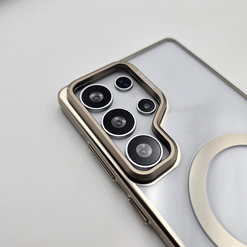 Samsung Galaxy S25 Ultra Nautral Titanium Raised Metal Bezel Hard PC Magsafe Case
