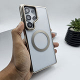 Samsung Galaxy S25 Ultra Nautral Titanium Raised Metal Bezel Hard PC Magsafe Case