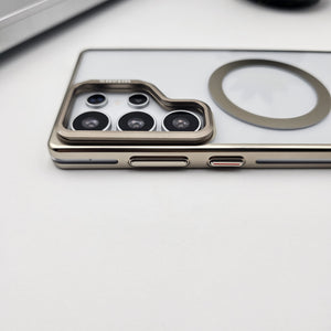 Samsung Galaxy S25 Ultra Nautral Titanium Raised Metal Bezel Hard PC Magsafe Case