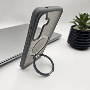 Samsung Galaxy S25 Smoke Metal Ring Kickstand Magsafe Case