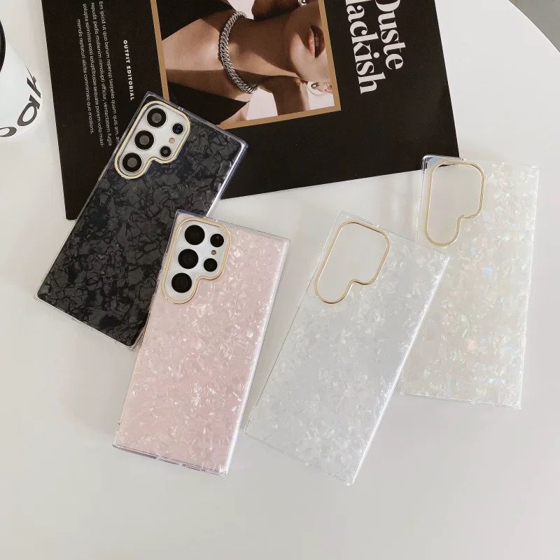 Samsung Galaxy S24 Ultra Glitter Shell Marble Pattern Case