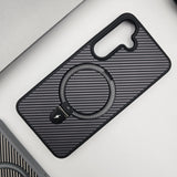 Samsung Galaxy S24 Carbon Fibre With Magnetic Magsafe Ring Stand Case