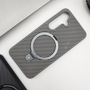 Samsung Galaxy S24 Carbon Fibre With Magnetic Magsafe Ring Stand Case