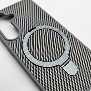 Samsung Galaxy S24 Carbon Fibre With Magnetic Magsafe Ring Stand Case