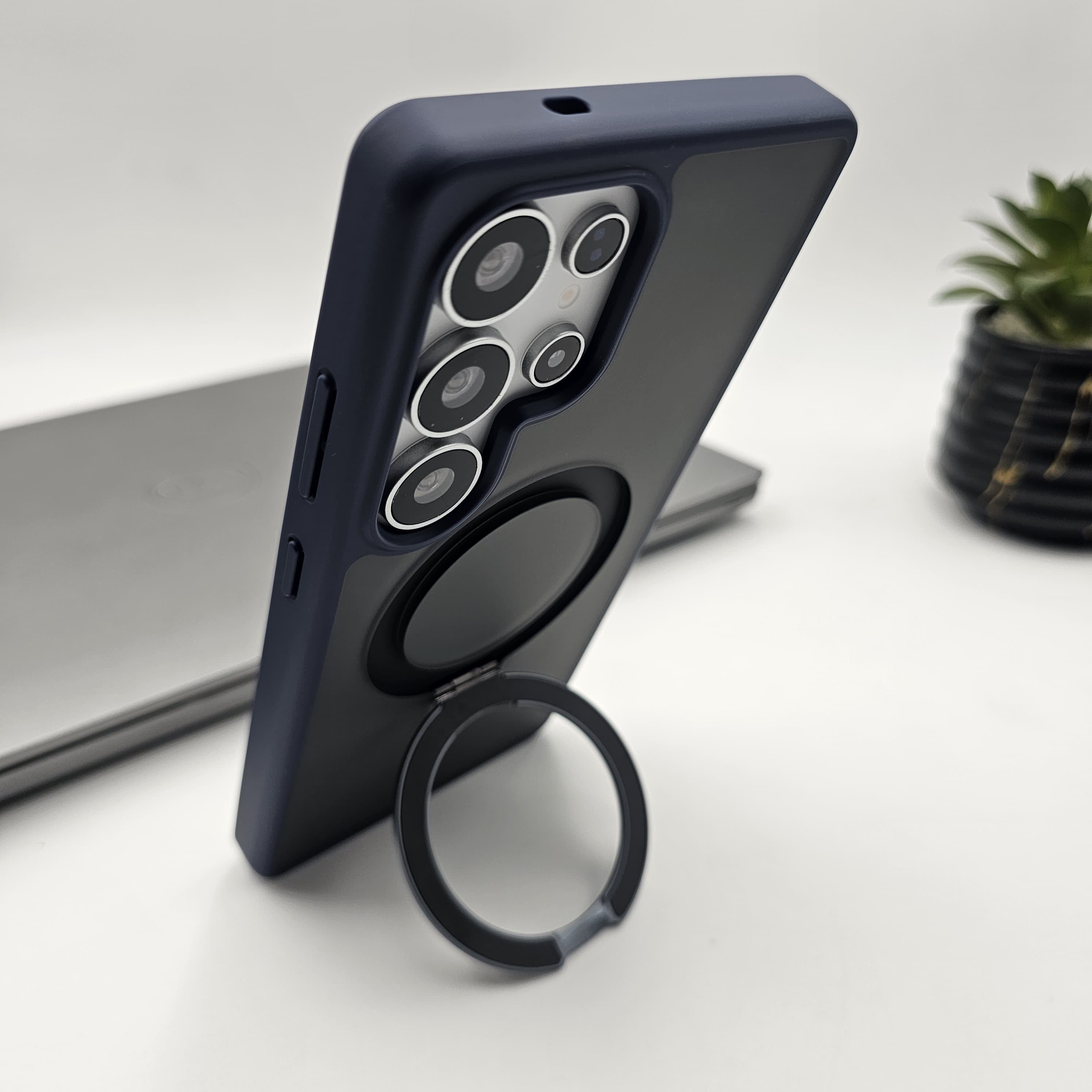 Samsung Galaxy S25 Ultra Smokey Metal Ring Stand Magsafe Case