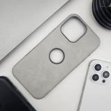 iPhone Luxury Leather Logo Cut Hidden Magsafe Case