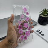Samsung Galaxy S25 Ultra Floral Non Yellow Glitter Magsafe Silicone Case