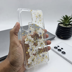 Samsung Galaxy S25 Ultra Floral Non Yellow Glitter Magsafe Silicone Case