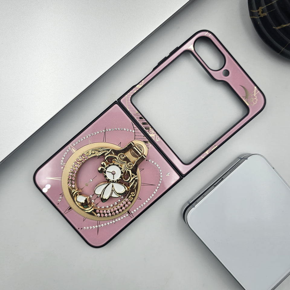Samsung Galaxy Z Flip 6 3D Rhinestone Diamond Watch Case With Magsafe And Stand