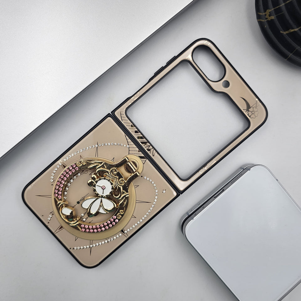 Samsung Galaxy Z Flip 6 3D Rhinestone Diamond Watch Case With Magsafe And Stand