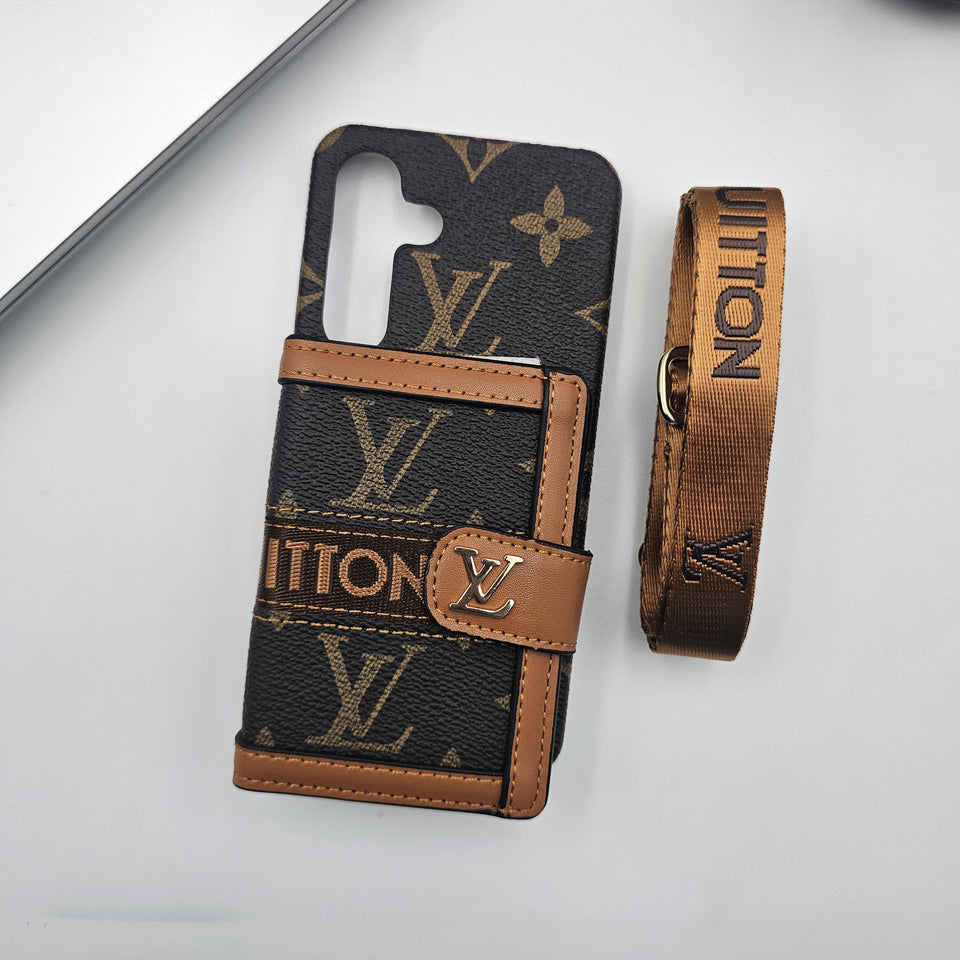 Samsung Galaxy S25 Luxury Brand Cardholder Crossbody Sling Strap Case
