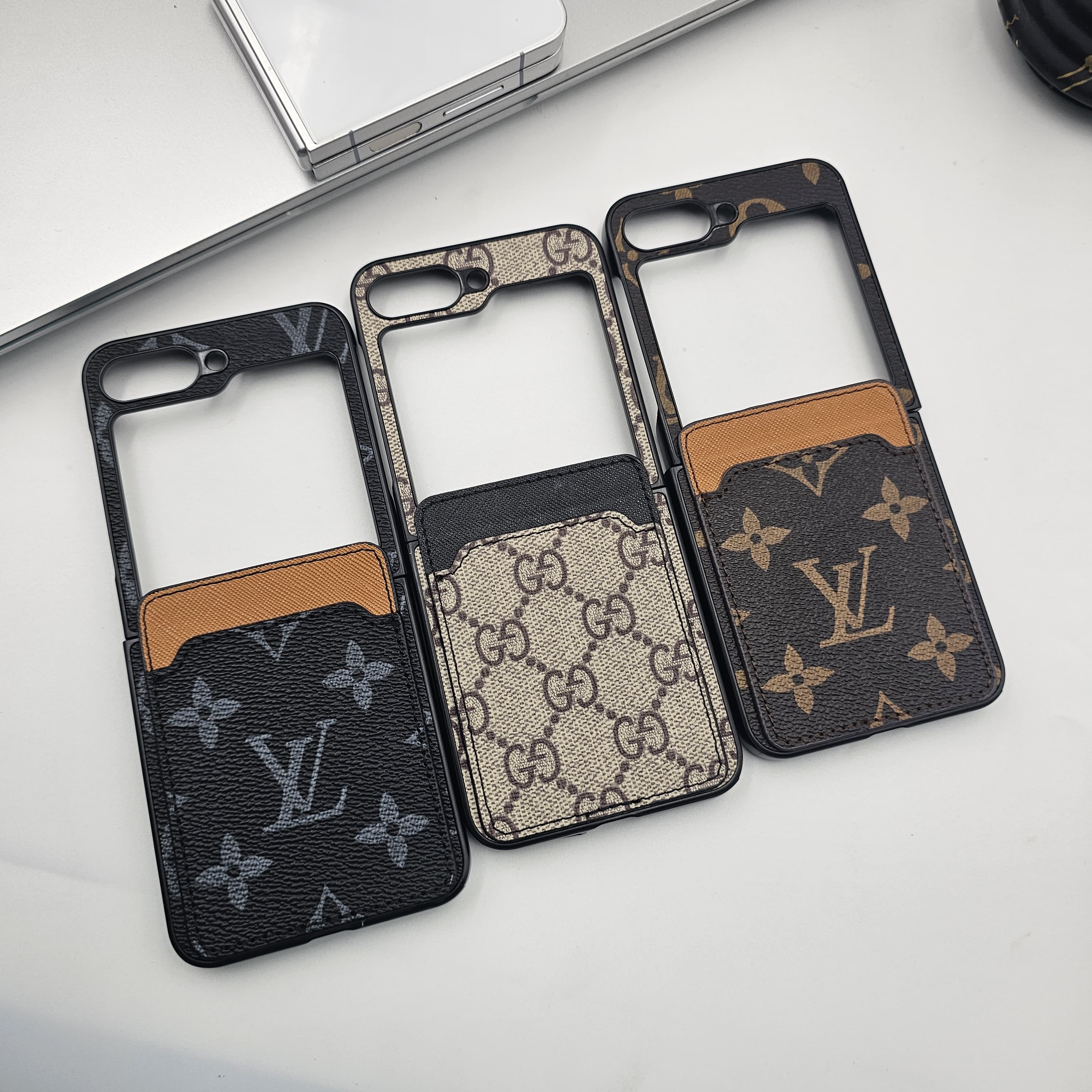 Samsung Galaxy Z Flip 7 FE Luxury PU Leather Card Holder Case