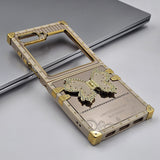 Luxury Butterfly Trunk Case for Samsung Galaxy Z Flip 6 | Gold Mirror Finish | Diamond Butterfly