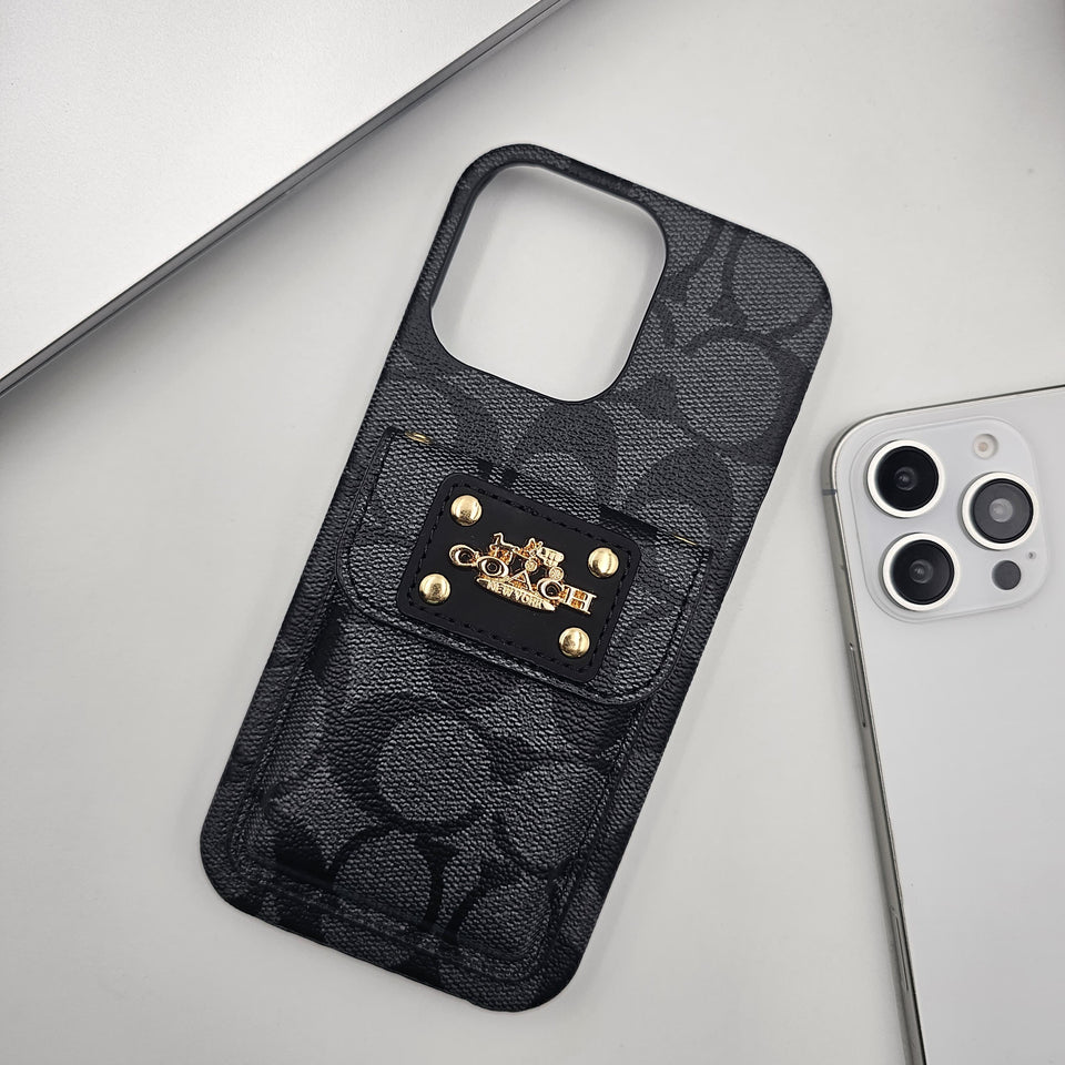 iPhone Luxury CC Leather Cardholder Case