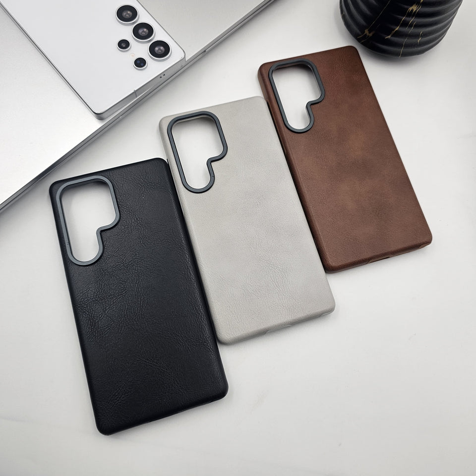 Samsung Galaxy S25 Ultra PU Leather Case Metal Bump Inside Velvet