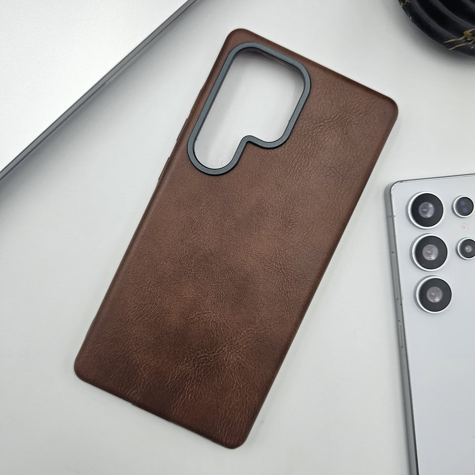 Samsung Galaxy S25 Ultra PU Leather Case Metal Bump Inside Velvet
