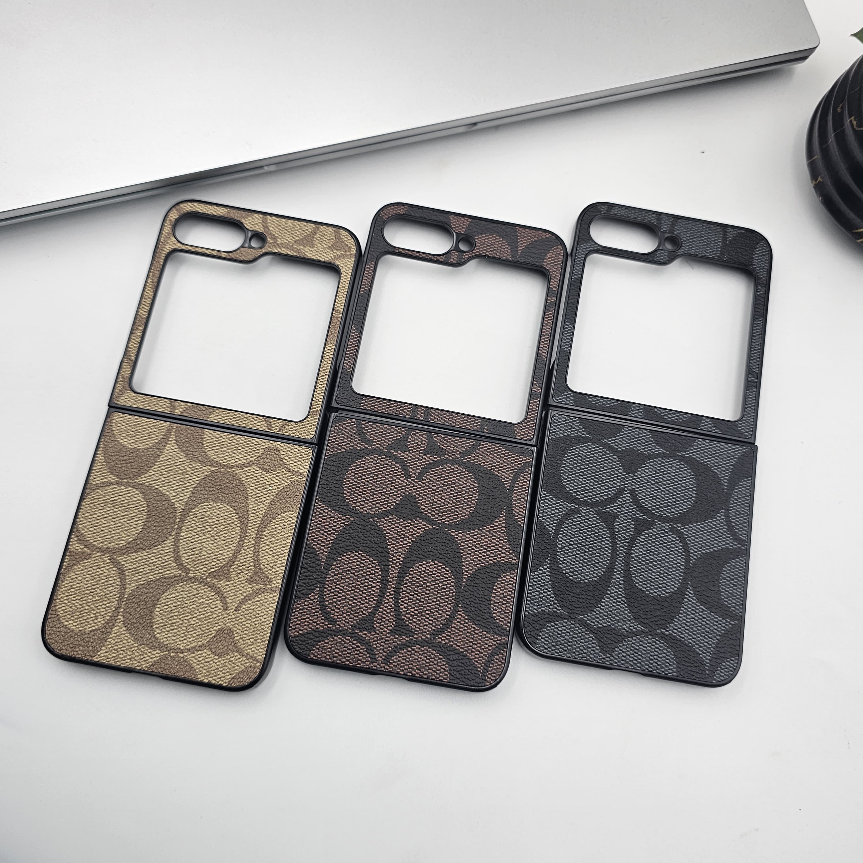 Samsung Galaxy Z Flip 7 FE Luxury Brand Pattern CC PU Leather Case Cover