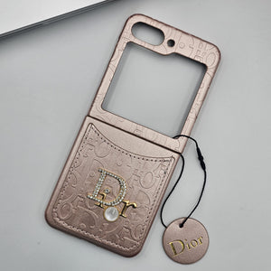 Samsung Galaxy Z Flip 6 CD Pearl Embossed Leather Cardholder Case