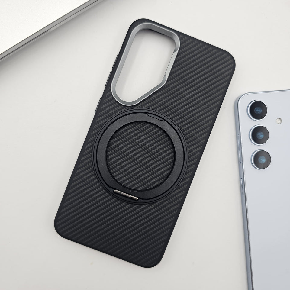 Samsung Galaxy S25 Carbon Fibre With Magnetic Magsafe Ring Stand Case
