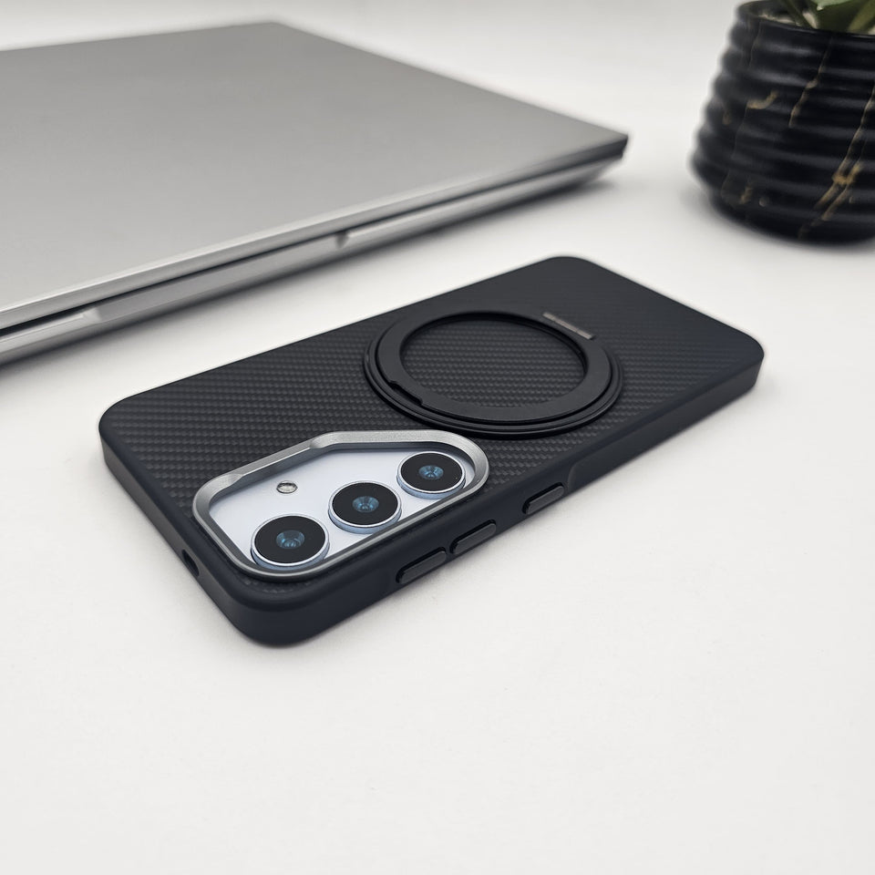 Samsung Galaxy S25 Carbon Fibre With Magnetic Magsafe Ring Stand Case