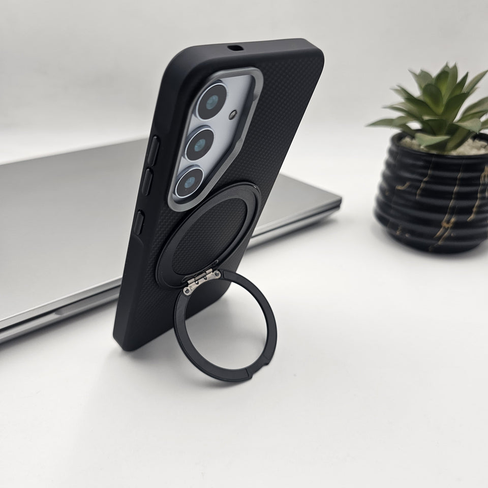Samsung Galaxy S25 Carbon Fibre With Magnetic Magsafe Ring Stand Case