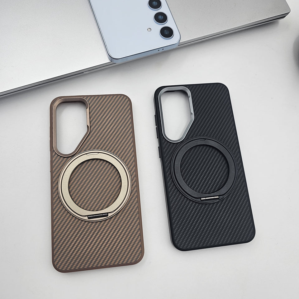 Samsung Galaxy S25 Carbon Fibre With Magnetic Magsafe Ring Stand Case