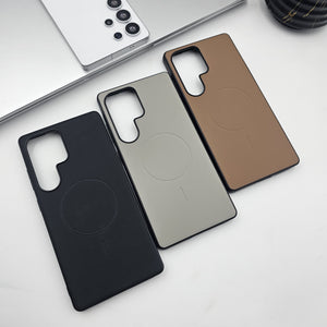 Samsung Galaxy S24 Ultra Smooth Feel Leather Magnetic Magsafe Case