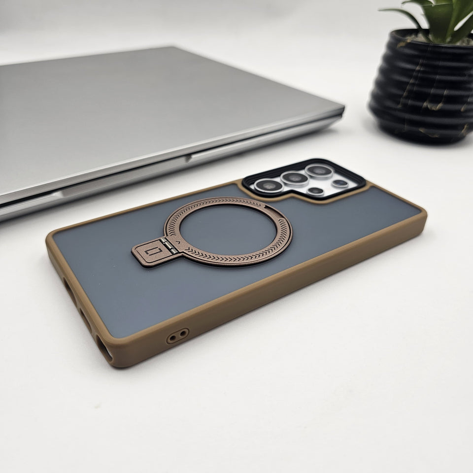 Samsung Galaxy S24 Ultra Smokey Metal Magsafe Ring Stand Case
