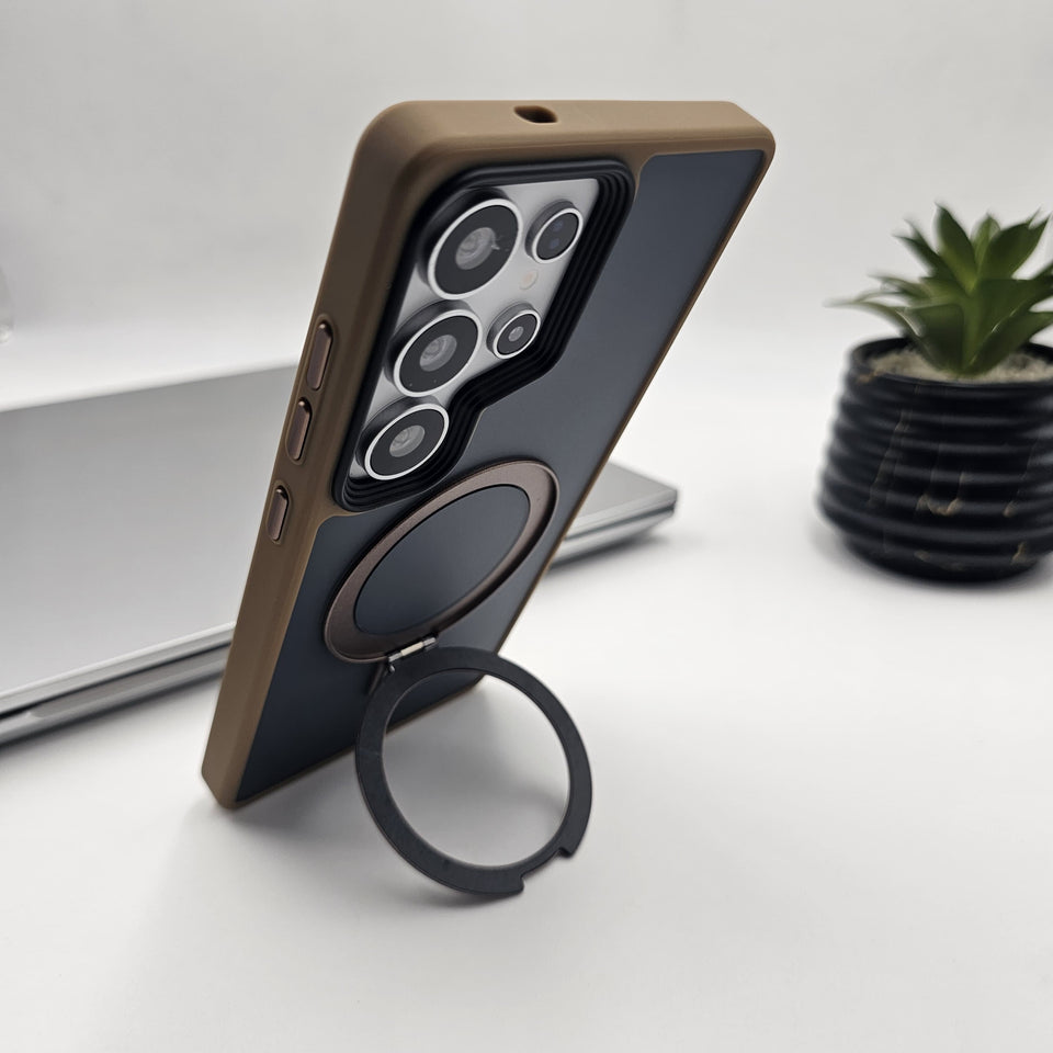 Samsung Galaxy S24 Ultra Smokey Metal Magsafe Ring Stand Case