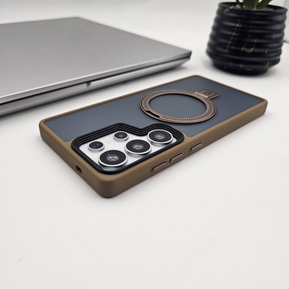 Samsung Galaxy S24 Ultra Smokey Metal Magsafe Ring Stand Case