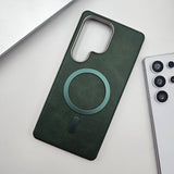 Samsung Galaxy S25 Ultra PU Leather Magnetic Magsafe Metallic Border Case
