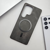 Samsung Galaxy S25 Ultra PU Leather Magnetic Magsafe Metallic Border Case