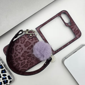 Samsung Galaxy Z Flip 6 Stylish Leopard Design With Sling And Fur Case