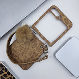 Samsung Galaxy Z Flip 6 Stylish Leopard Design With Sling And Fur Case