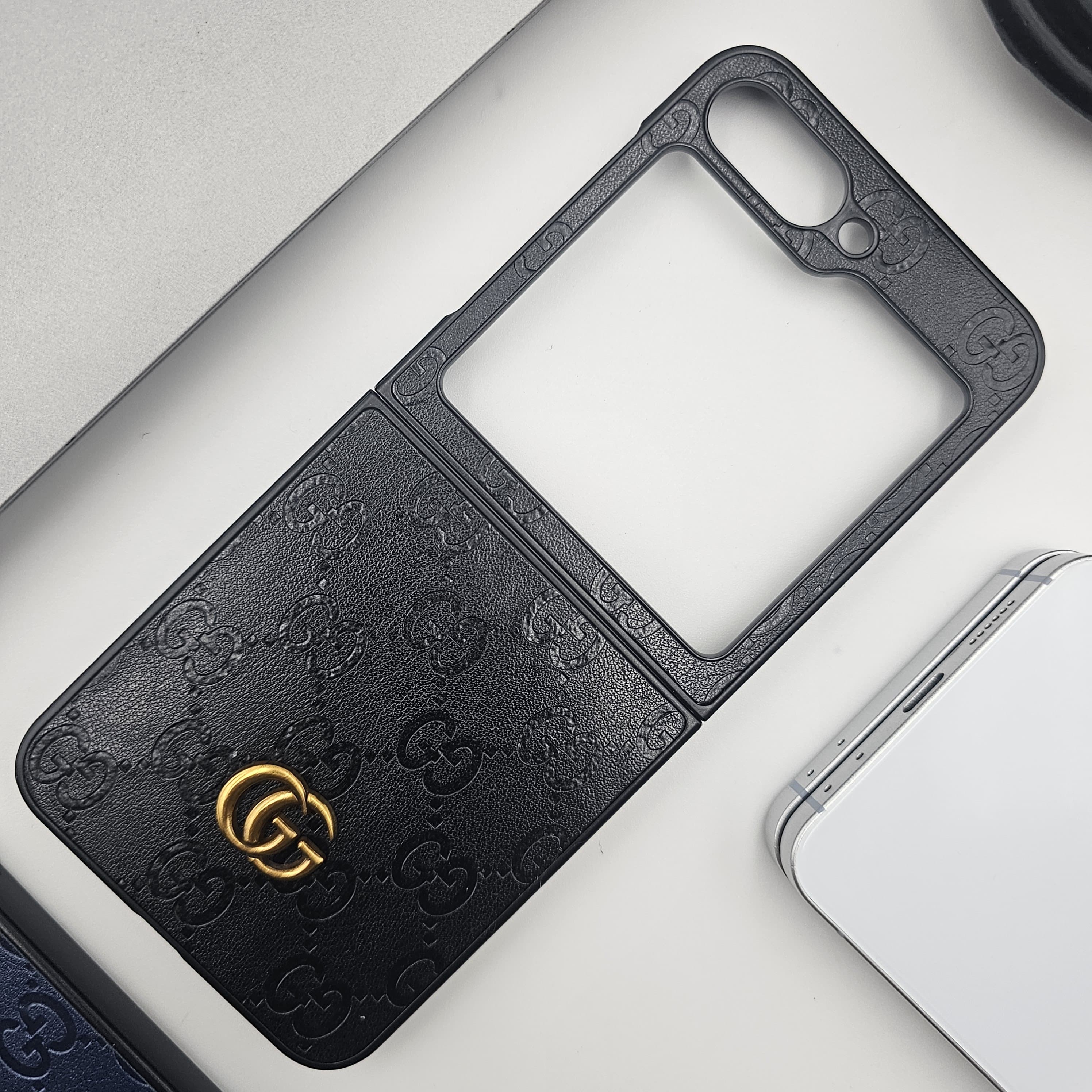 Samsung Galaxy Z Flip 7 FE Luxury Brand GG Leather Case