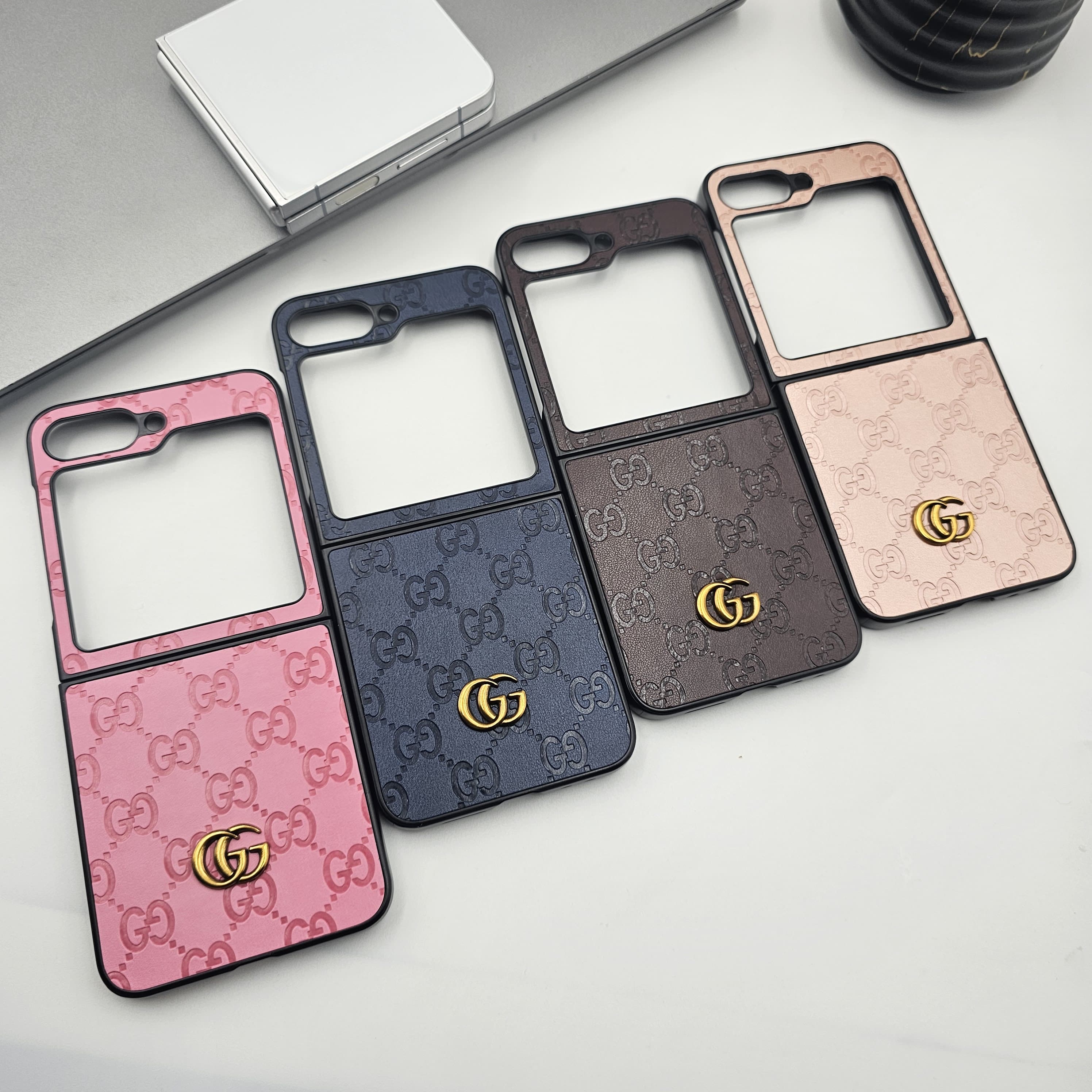 Samsung Galaxy Z Flip 7 FE Luxury Brand GG Leather Case