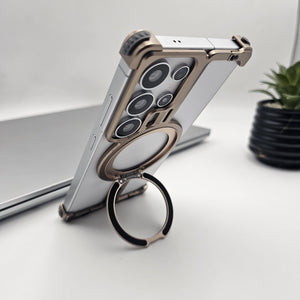 Samsung Galaxy S24 Ultra Metal Magsafe Case Magnetic Ring Kickstand Holder