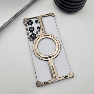 Samsung Galaxy S24 Ultra Metal Magsafe Case Magnetic Ring Kickstand Holder