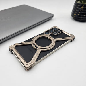 Samsung Galaxy S25 Ultra X Shape Metal Magnetic Magsafe Case Ringstand