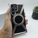 X Shape Metal Magnetic Magsafe Case Ringstand for Samsung Galaxy S25 Ultra