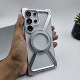 X Shape Metal Magnetic Magsafe Case Ringstand for Samsung Galaxy S25 Ultra