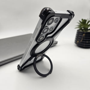 Samsung Galaxy S25 Ultra X Shape Metal Magnetic Magsafe Case Ringstand