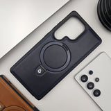 Samsung Galaxy S25 Ultra Leather Case With Magnetic Magsafe Ring Stand