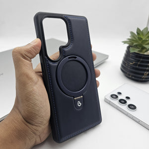 Samsung Galaxy S25 Ultra Leather Case With Magnetic Magsafe Ring Stand