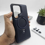 Samsung Galaxy S25 Ultra Leather Case With Magnetic Magsafe Ring Stand