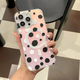 iPhone 16 Series Dotted Pattern Iridescent Translucent Color Changing Magsafe Case
