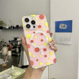 iPhone 16 Series Dotted Pattern Iridescent Translucent Color Changing Magsafe Case