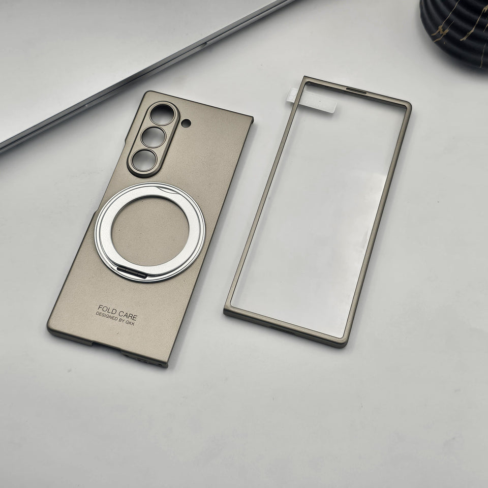 Samsung Galaxy Z Fold 6 Magnetic Ring Stand Case With Front Screen Protector