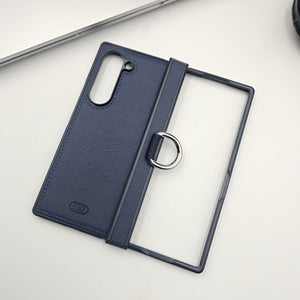 Samsung Galaxy Z Fold 6 With Hinge Protector PU Leather Case