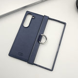 Samsung Galaxy Z Fold 6 With Hinge Protector PU Leather Case